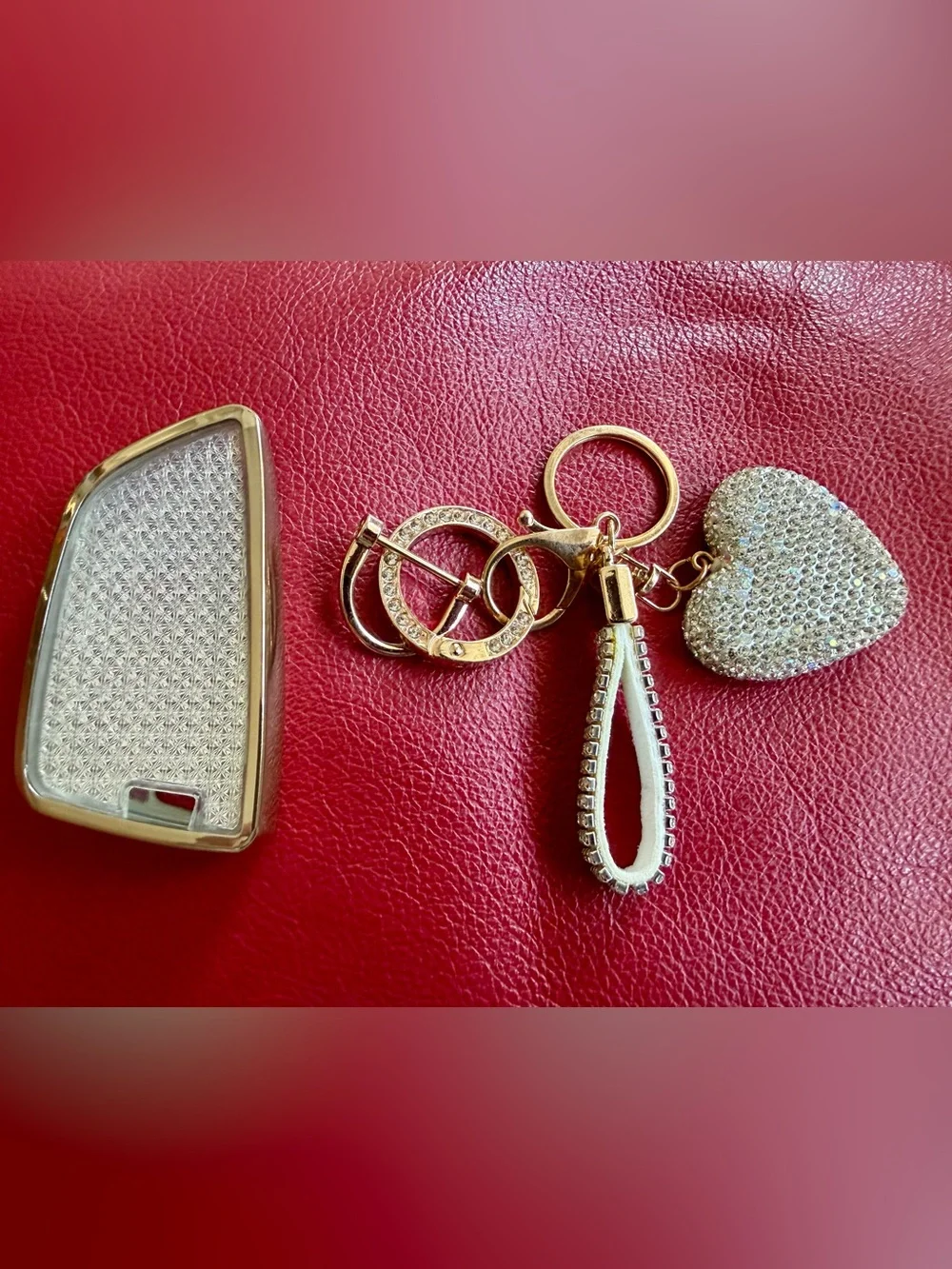 Gold-Tone Fancy Crystal Keychain and Key Cover For BMW X3